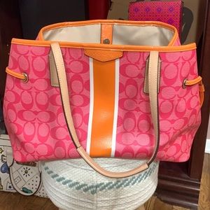 Rare Poppy Pink/Orange Coach Bag / Like New